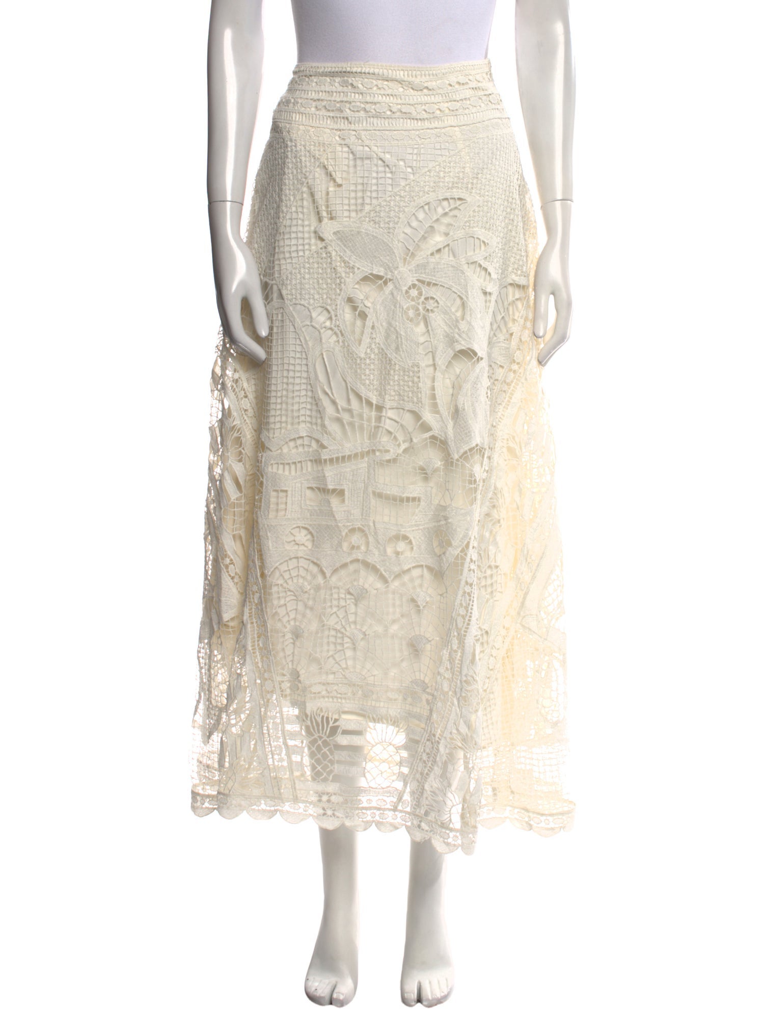 Farm Rio Lace Pattern Midi Length Skirt