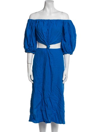 Farm Rio Off-The-Shoulder Midi Length Dress