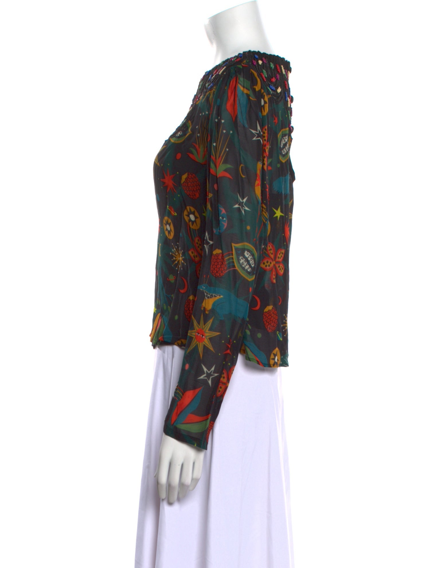 Farm Rio Printed Crew Neck Blouse