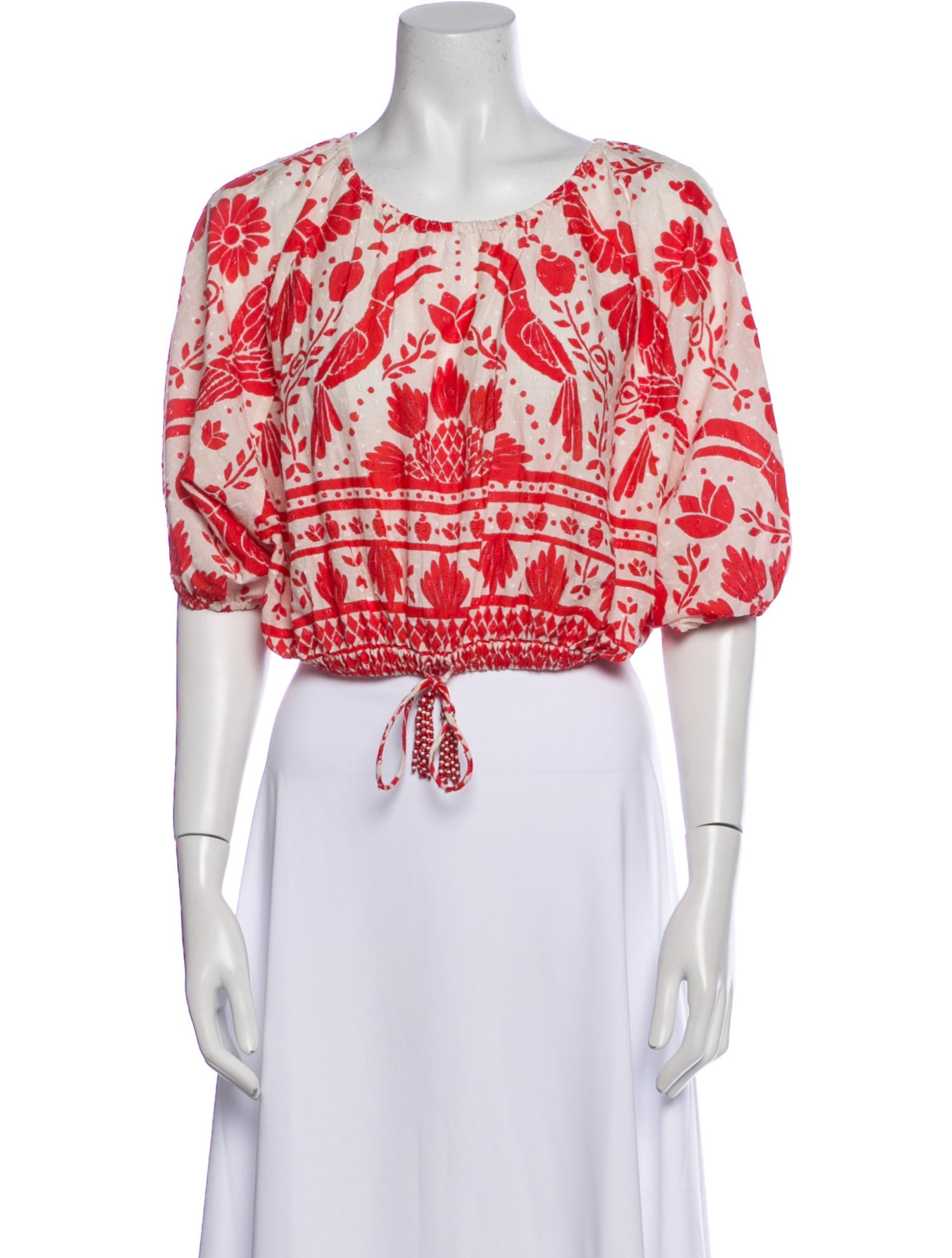 Farm Rio Printed Scoop Neck Crop Top