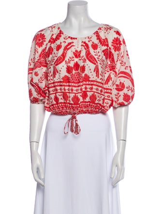 Farm Rio Printed Scoop Neck Crop Top