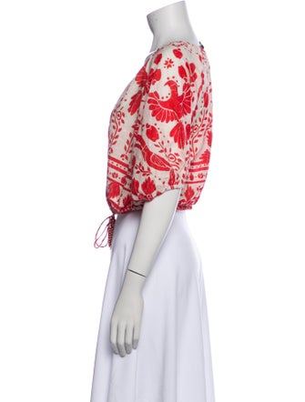 Farm Rio Printed Scoop Neck Crop Top