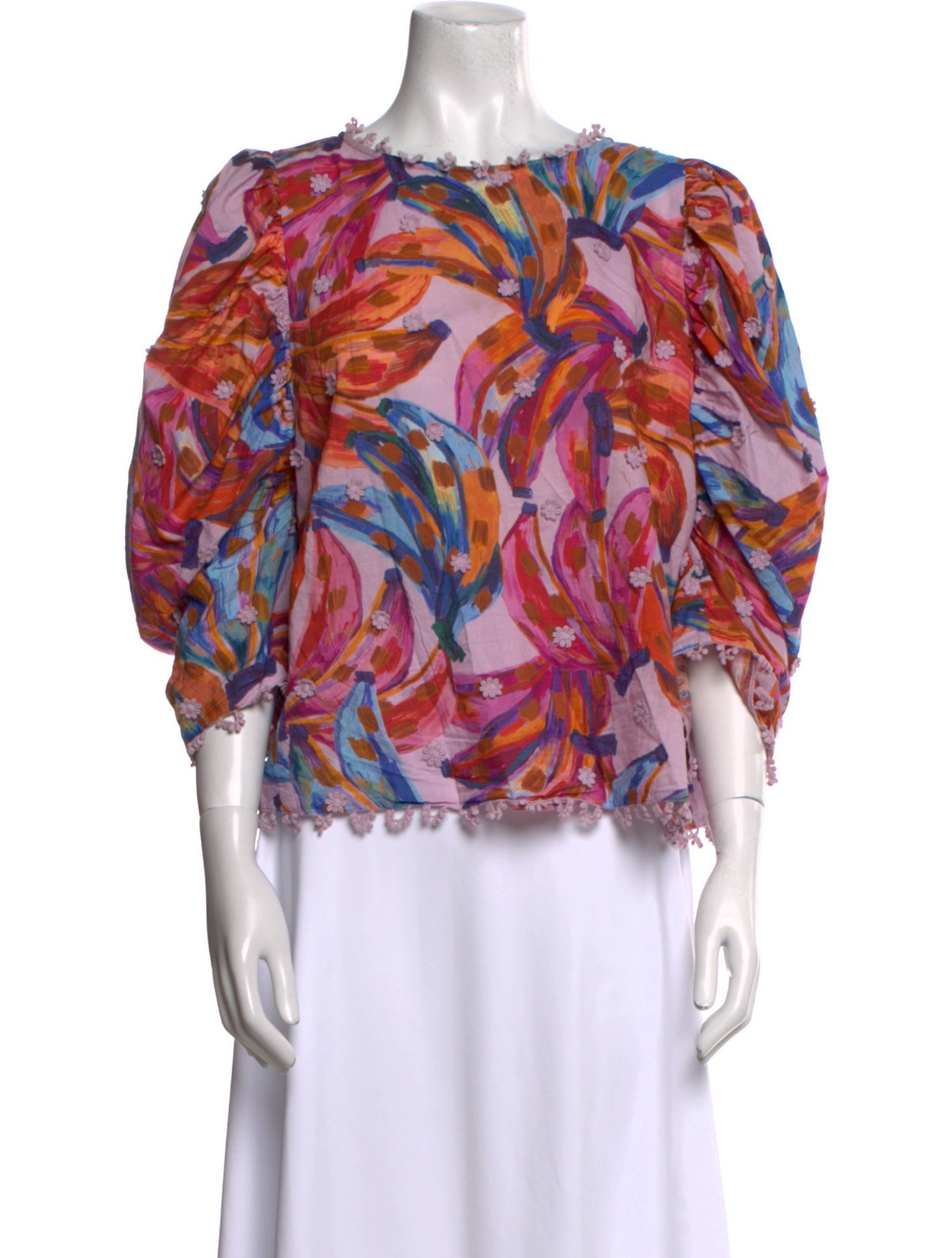 Farm Rio Floral Print Bateau Neckline Blouse