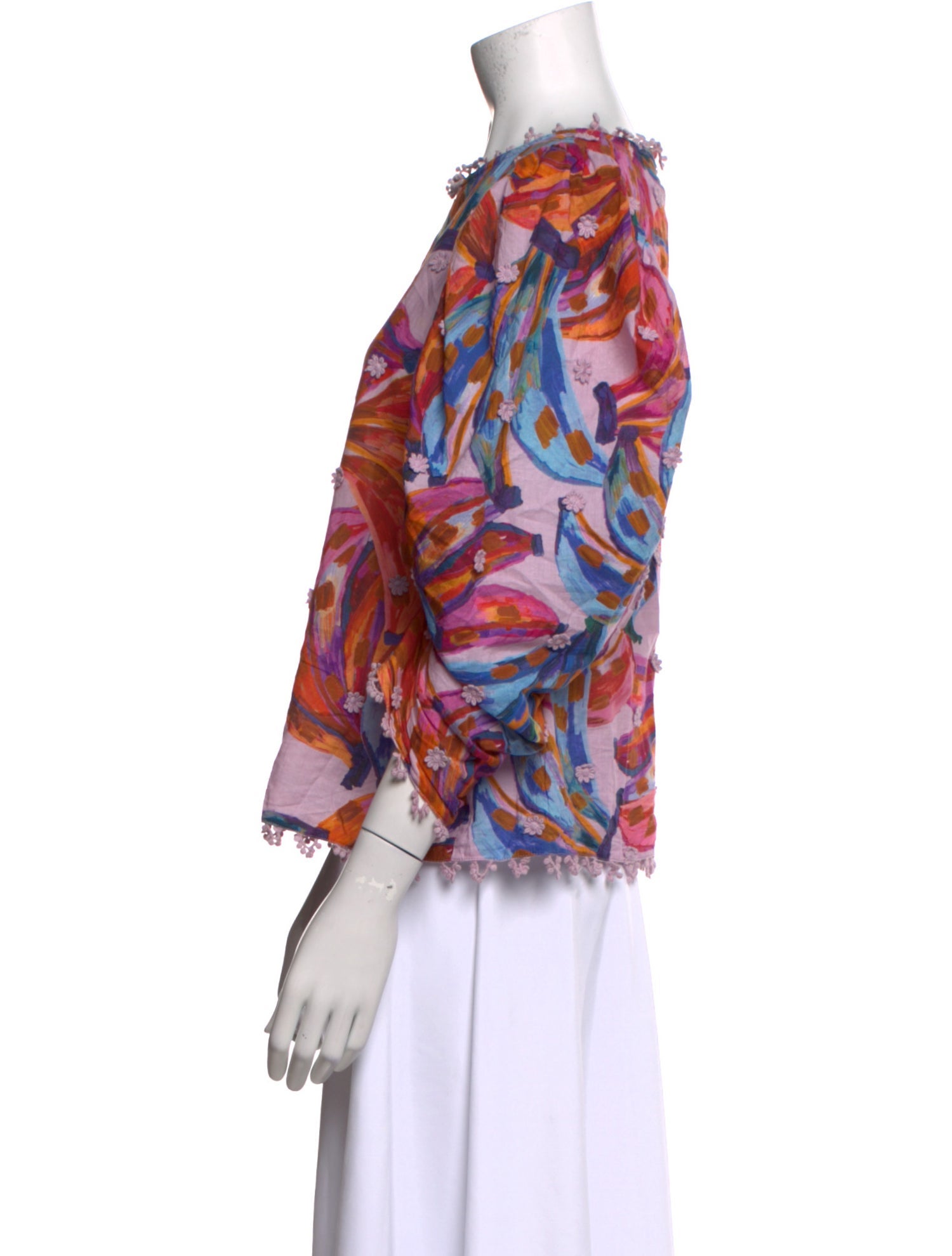 Farm Rio Floral Print Bateau Neckline Blouse