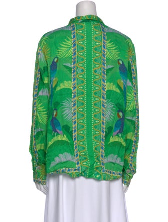 Farm Rio Printed Mock Neck Button-Up Top