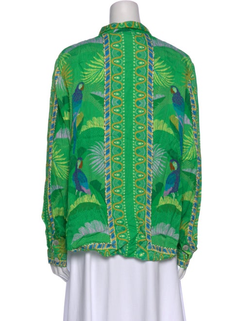 Farm Rio Printed Mock Neck Button-Up Top