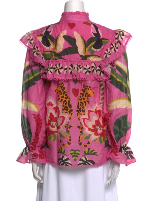 Farm Rio Floral Print Mock Neck Blouse