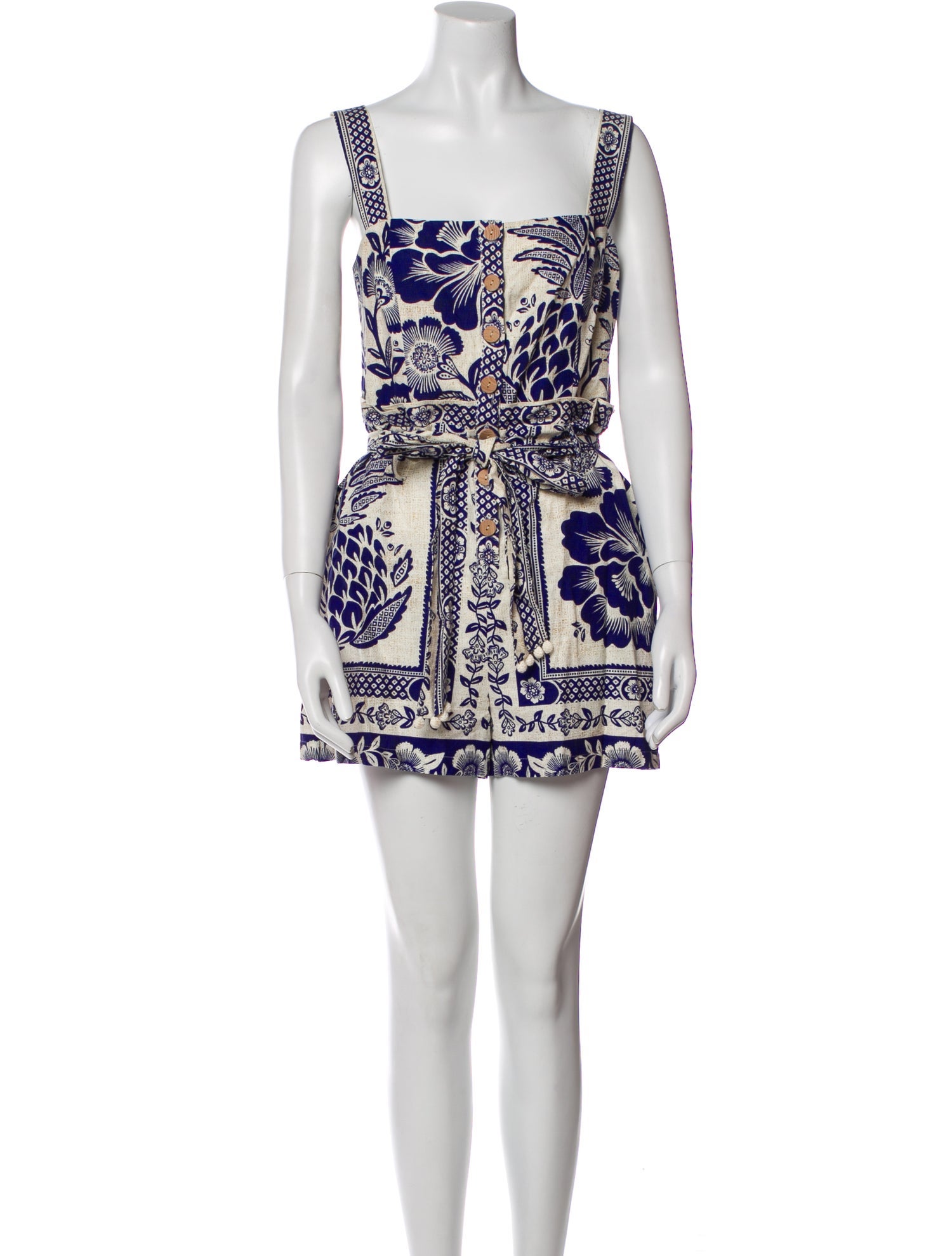 Farm Rio Printed Square Neckline Romper