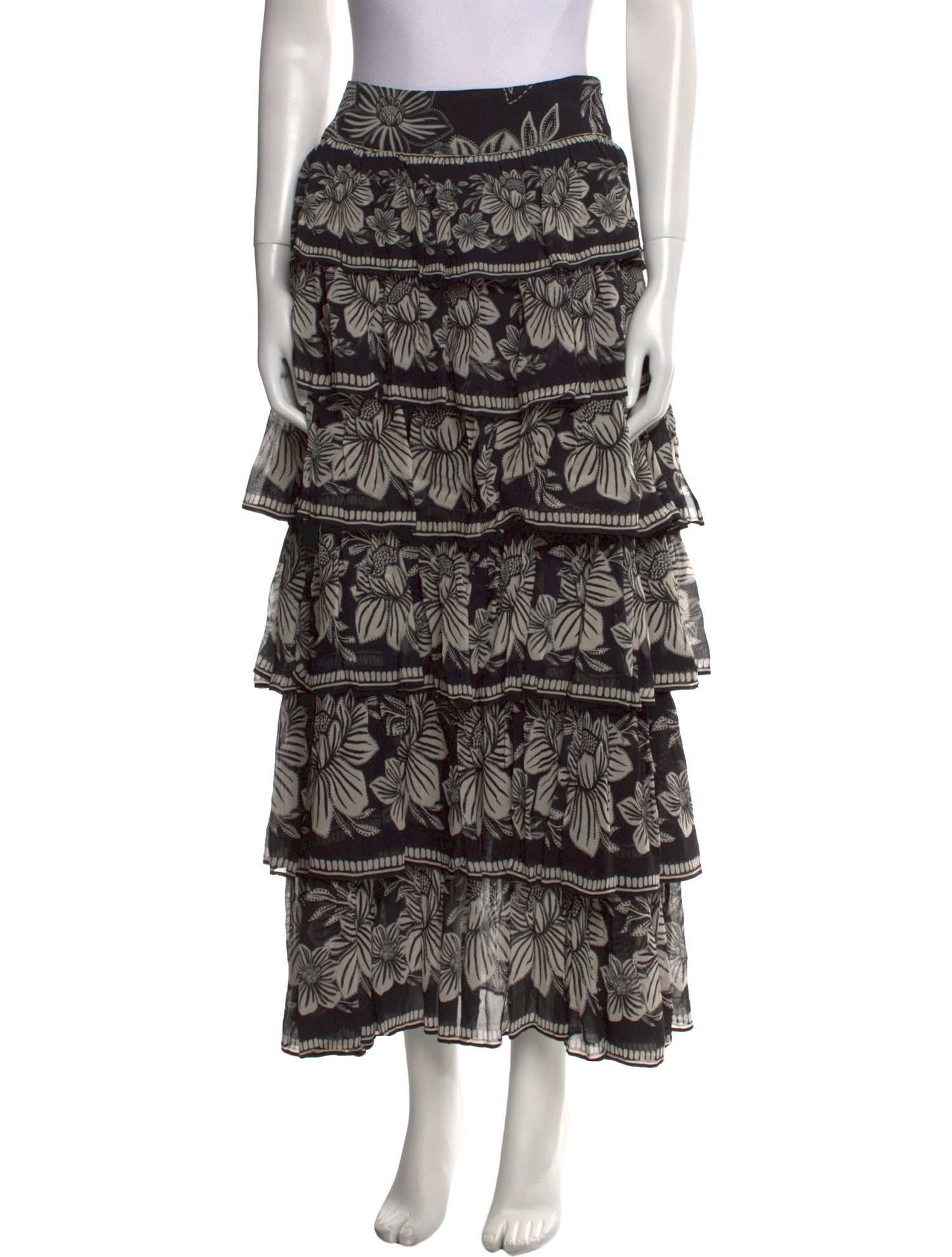 Farm Rio Floral Print Long Skirt