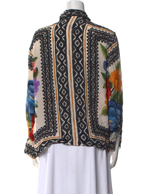 Farm Rio Printed Mock Neck Button-Up Top