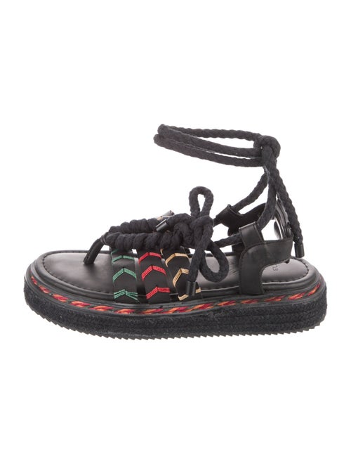 Farm Rio Leather Striped Gladiator Sandals