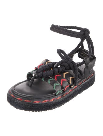 Farm Rio Leather Striped Gladiator Sandals