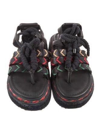 Farm Rio Leather Striped Gladiator Sandals