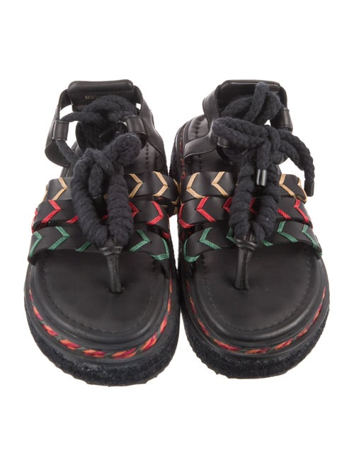 Farm Rio Leather Striped Gladiator Sandals