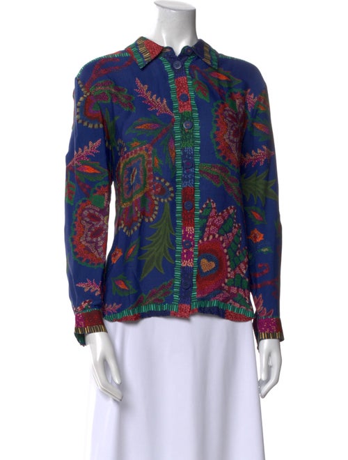 Farm Rio Printed Long Sleeve Button-Up Top