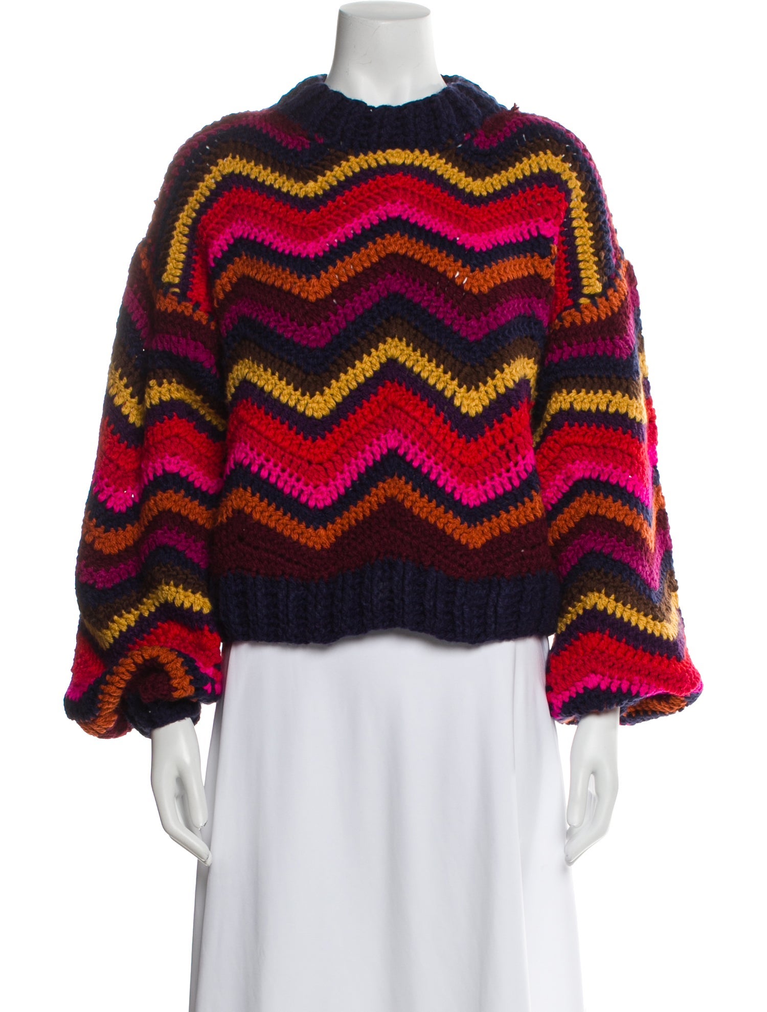 Farm Rio Striped Crew Neck Sweater