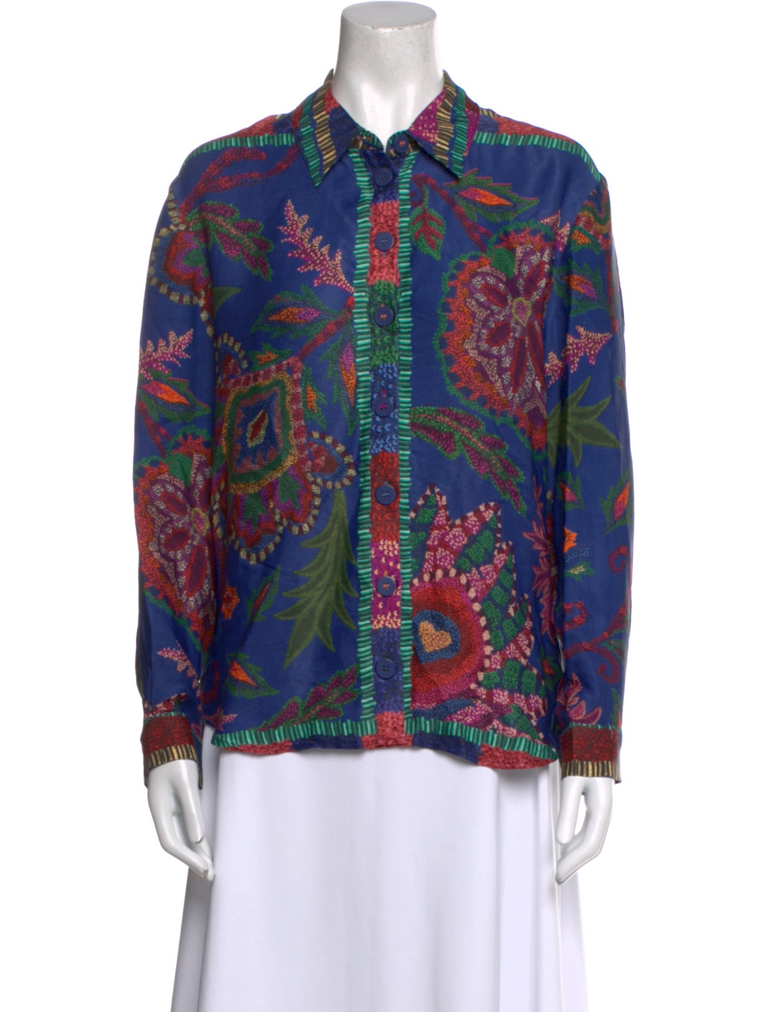 Farm Rio Printed Long Sleeve Button-Up Top
