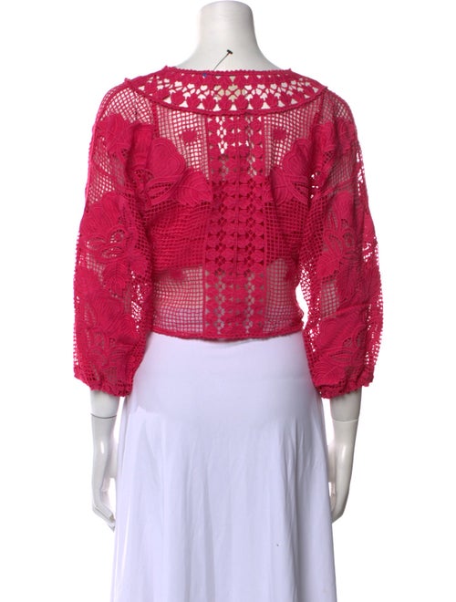 Farm Rio Bateau Neckline Three-Quarter Sleeve Crop Top