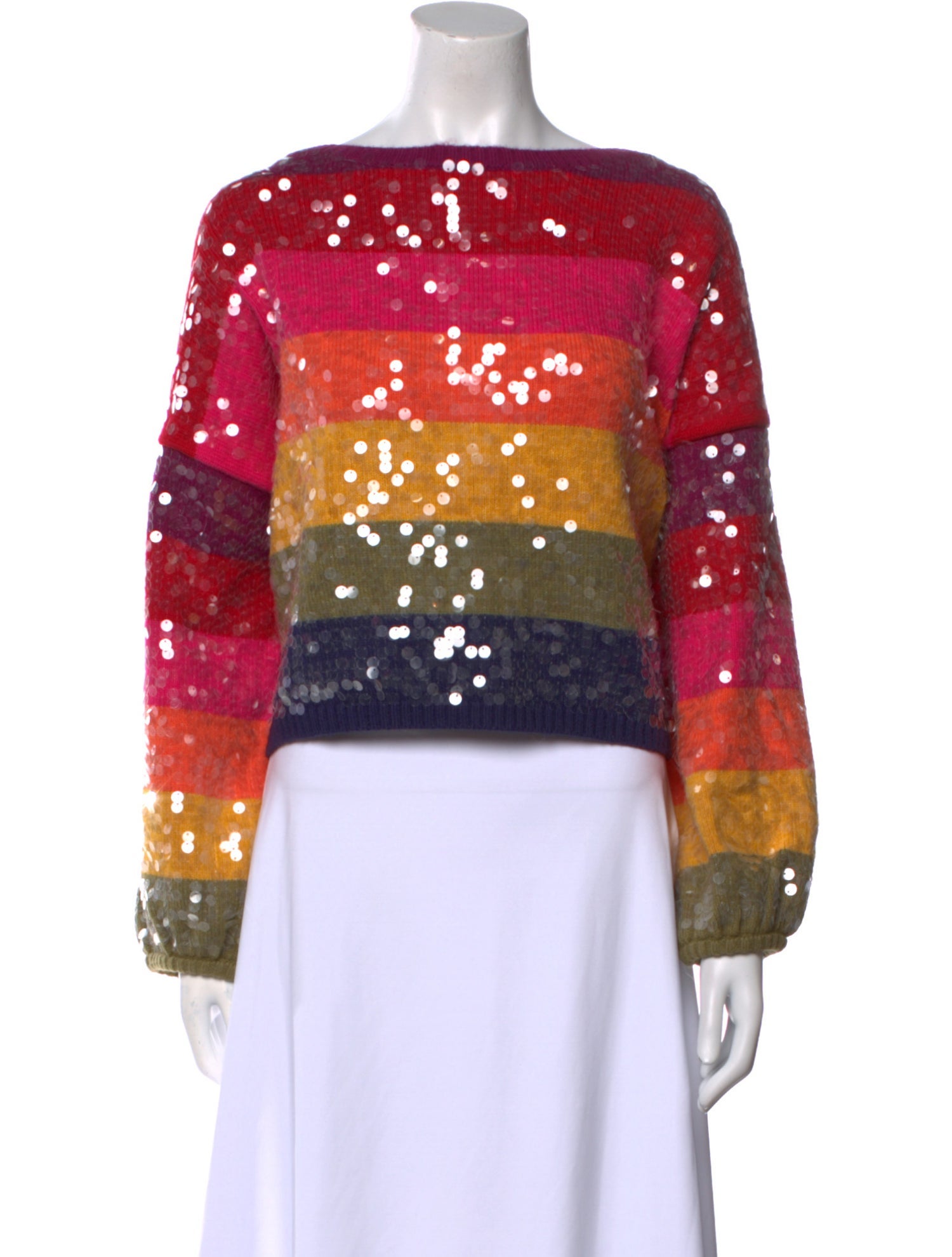 Farm Rio Striped Bateau Neckline Sweater