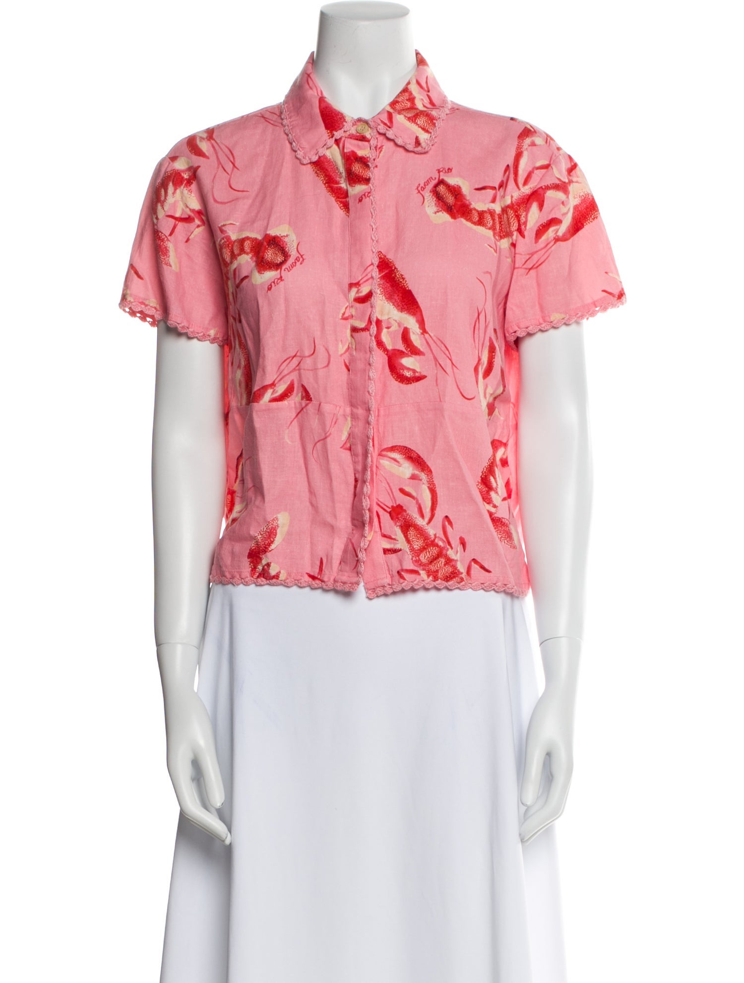 Farm Rio Linen Printed Button-Up Top