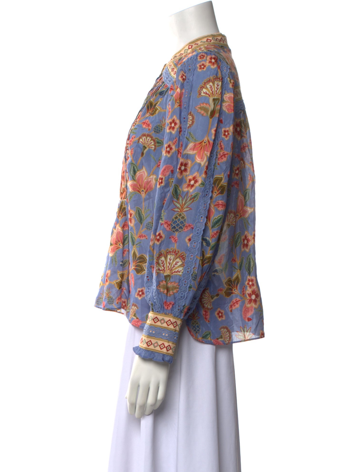 Farm Rio Floral Print Mock Neck Blouse