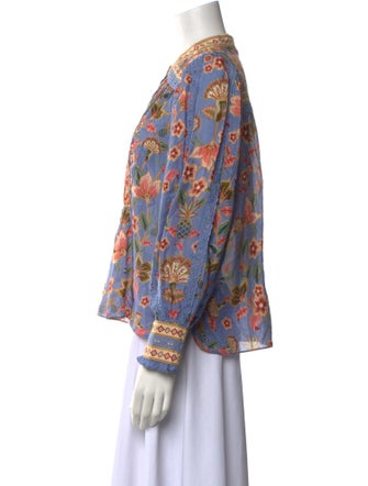 Farm Rio Floral Print Mock Neck Blouse