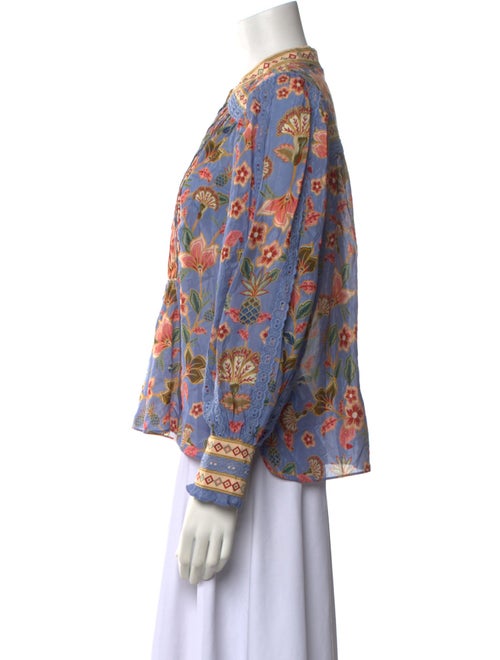 Farm Rio Floral Print Mock Neck Blouse