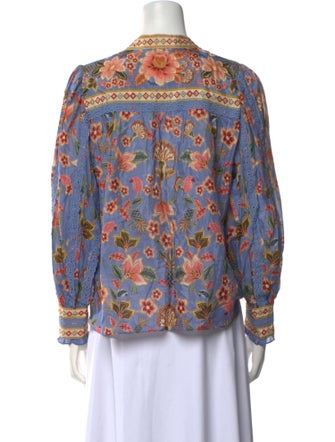 Farm Rio Floral Print Mock Neck Blouse