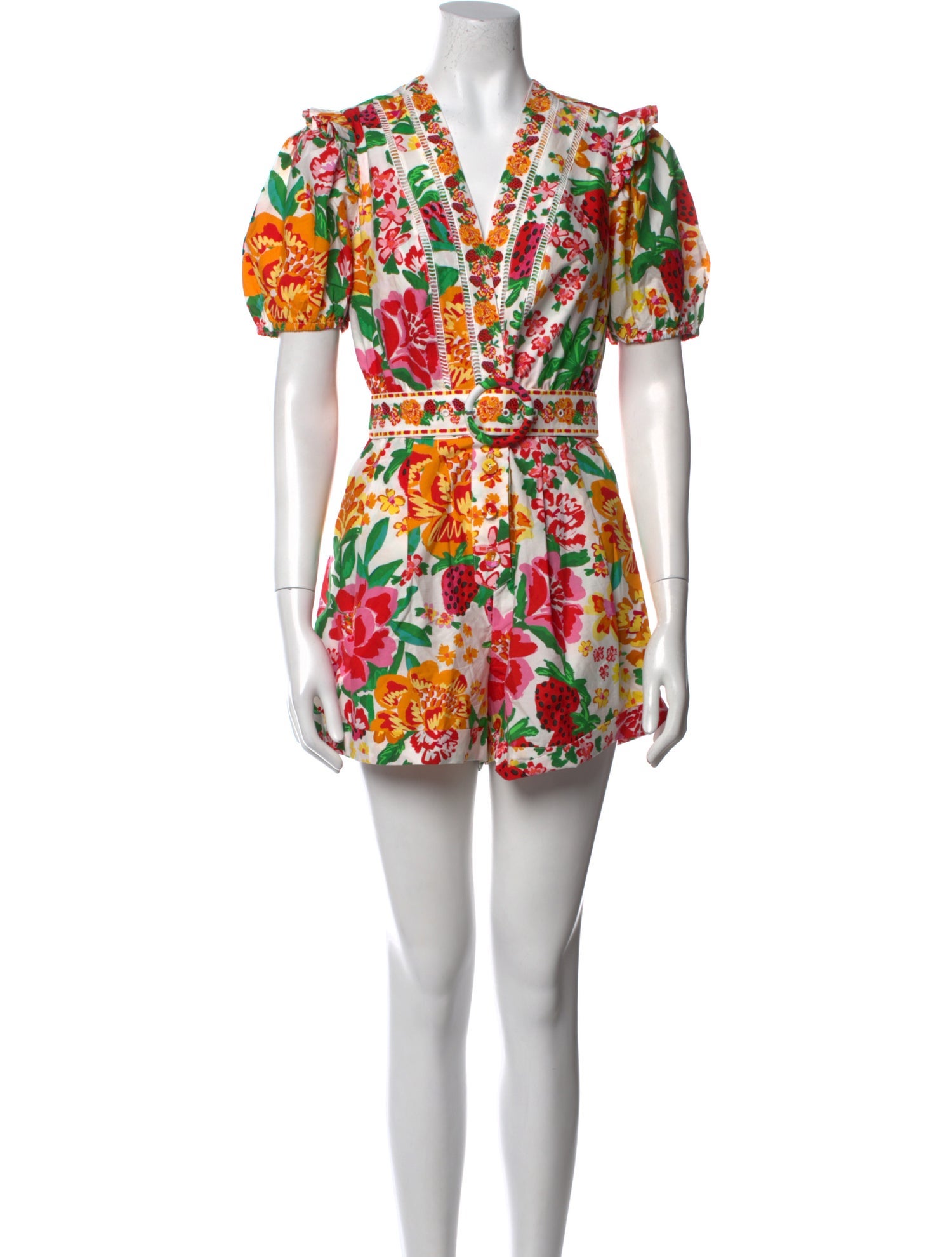 Farm Rio Floral Print V-Neck Romper w/ Tags