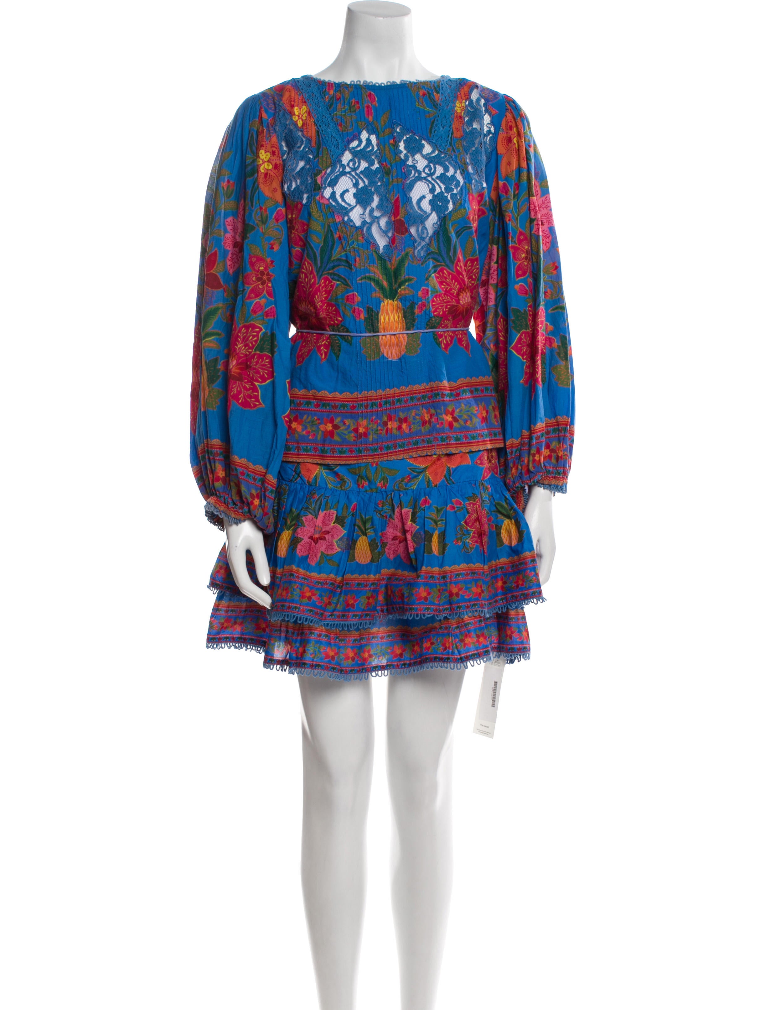 Farm Rio Floral Print Ruffle Embellishment Skirt Set