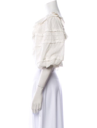 Farm Rio Off-The-Shoulder Three-Quarter Sleeve Crop Top