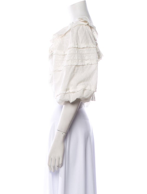 Farm Rio Off-The-Shoulder Three-Quarter Sleeve Crop Top