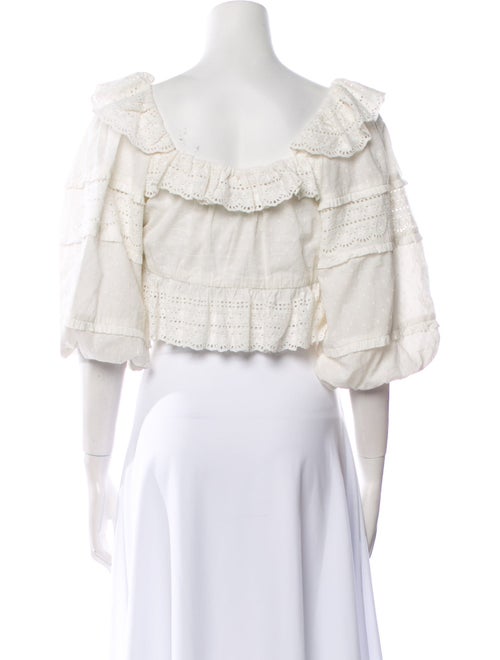 Farm Rio Off-The-Shoulder Three-Quarter Sleeve Crop Top