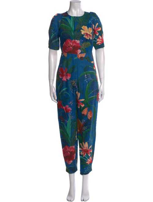 Farm Rio Linen Floral Print Jumpsuit
