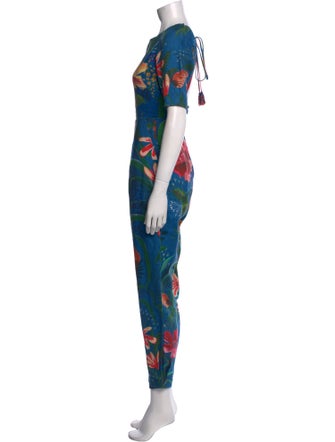Farm Rio Linen Floral Print Jumpsuit