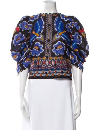 Farm Rio Printed Bateau Neckline Crop Top