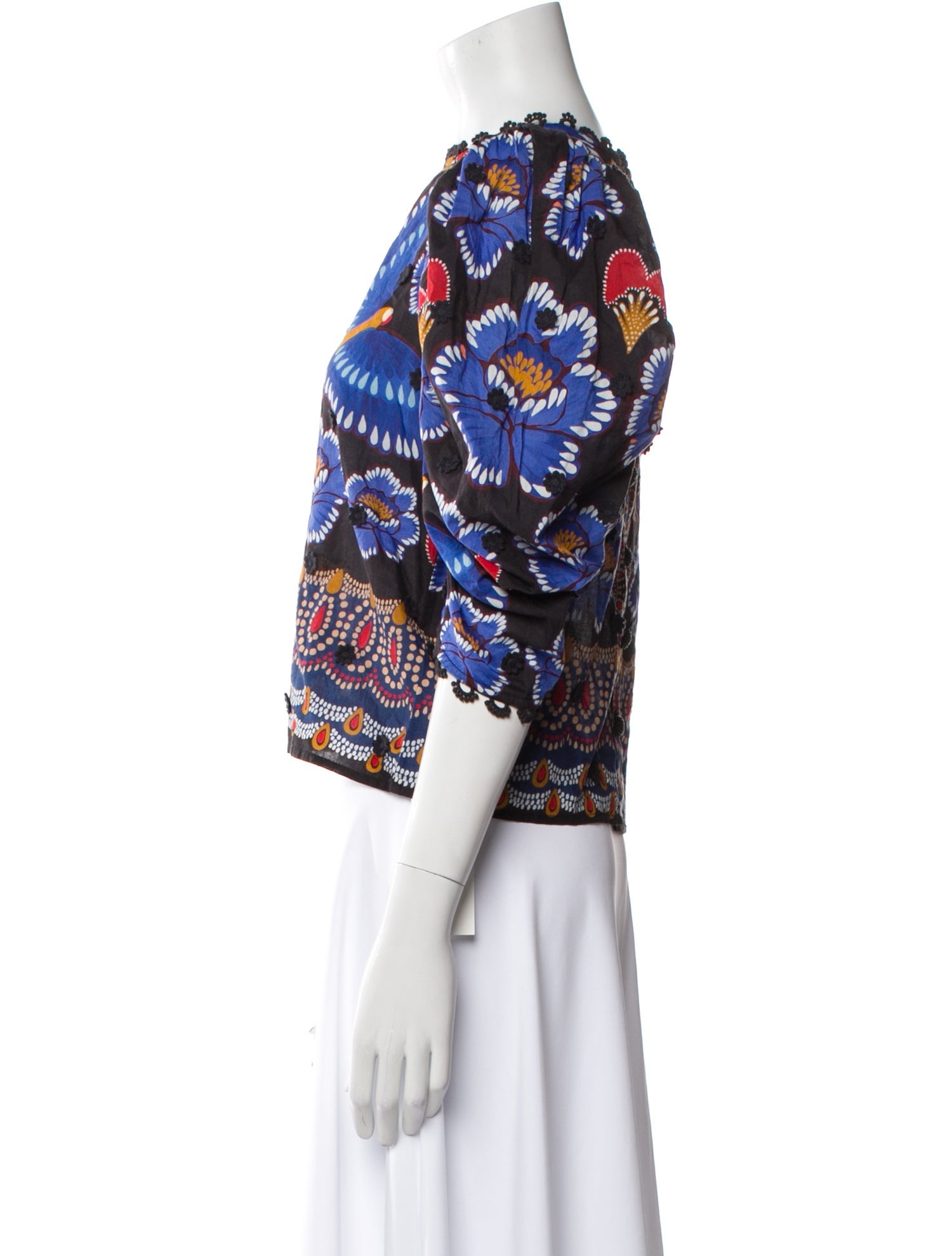 Farm Rio Printed Bateau Neckline Crop Top