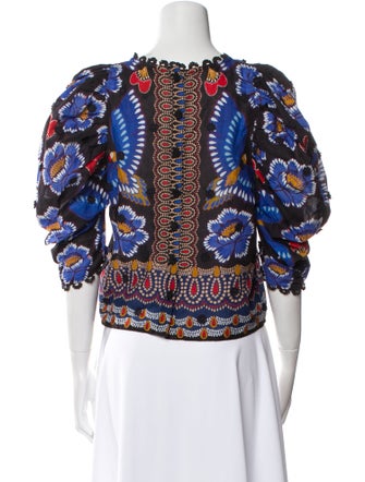 Farm Rio Printed Bateau Neckline Crop Top
