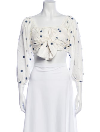 Farm Rio Floral Print Square Neckline Crop Top