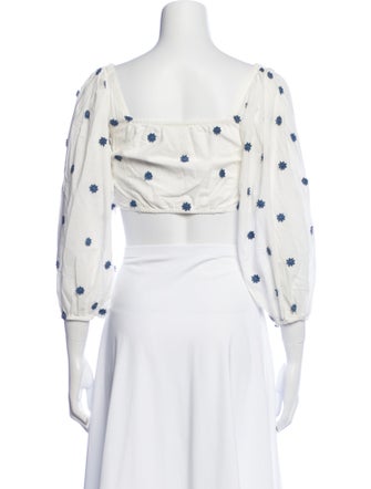 Farm Rio Floral Print Square Neckline Crop Top