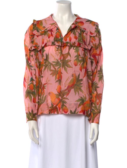 Farm Rio Floral Print V-Neck Blouse