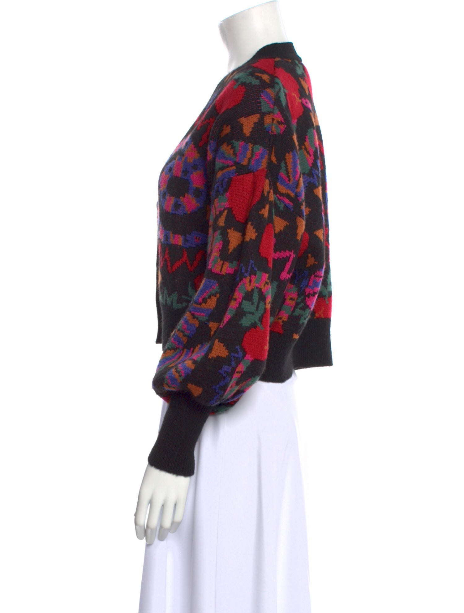 Farm Rio Printed V-Neck Sweater