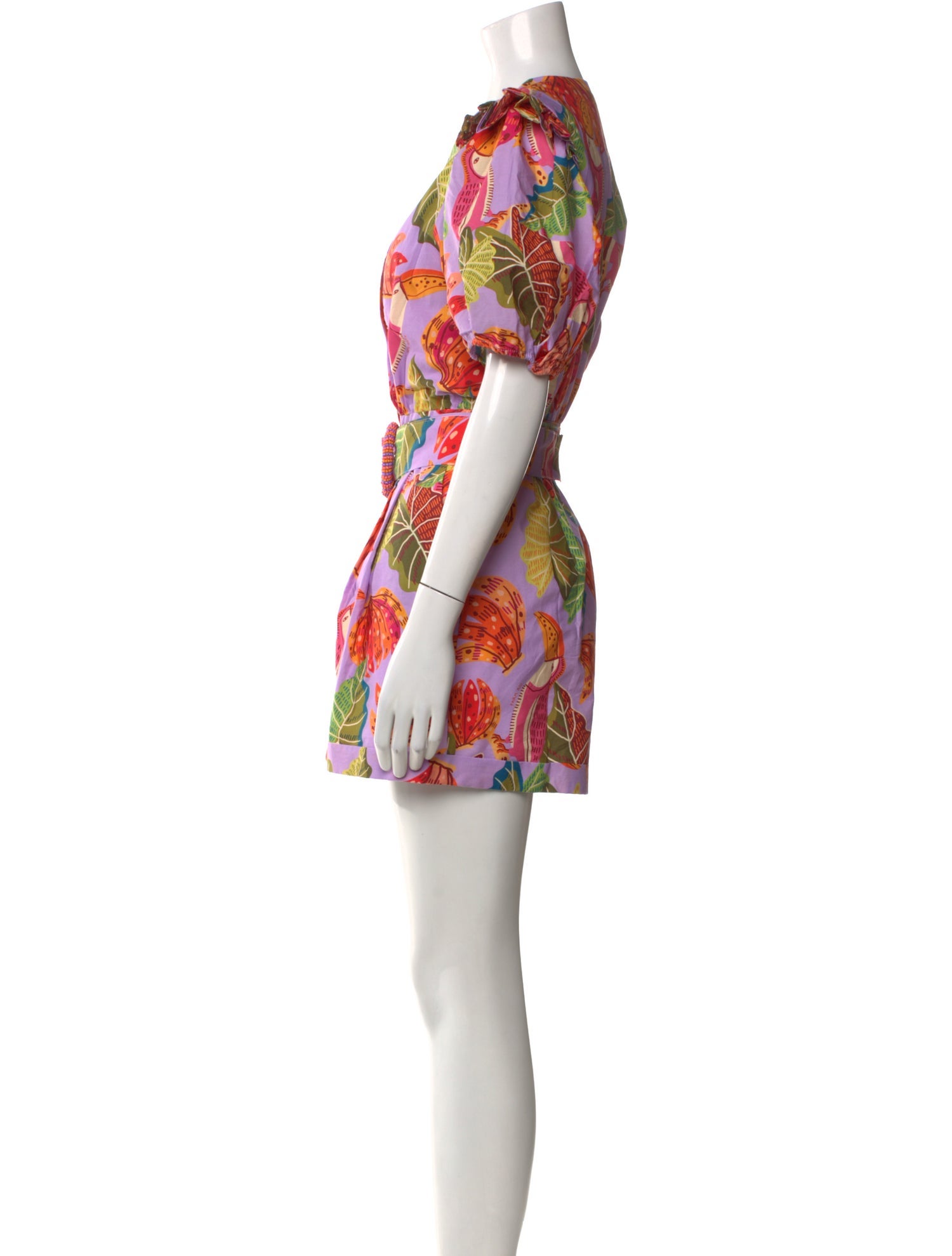 Farm Rio Printed Plunge Neckline Romper