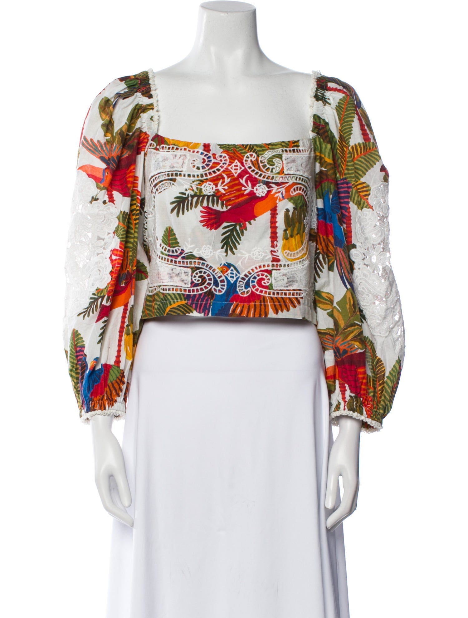 Farm Rio Printed Square Neckline Crop Top