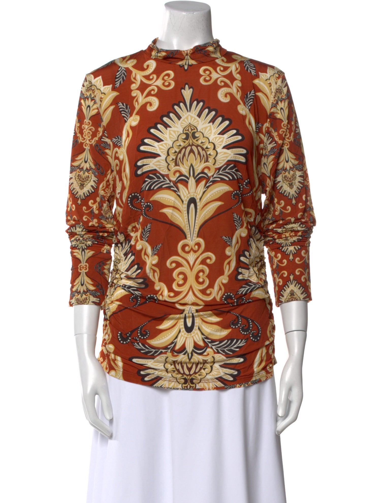 Farm Rio Floral Print Mock Neck Blouse w/ Tags