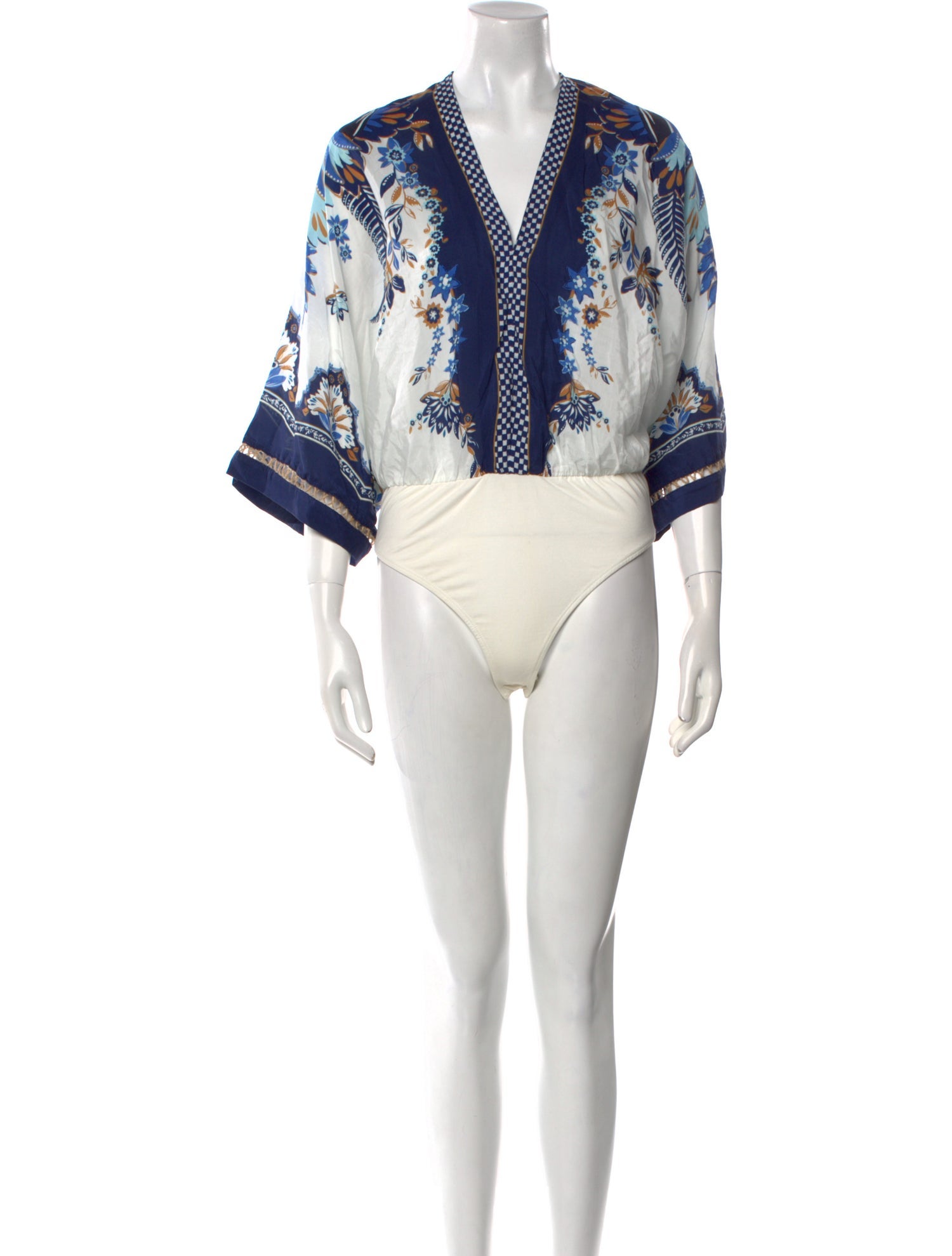 Farm Rio Printed V-Neck Bodysuit w/ Tags