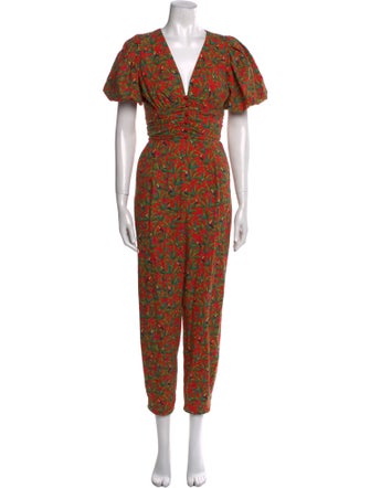 Farm Rio Linen Floral Print Jumpsuit