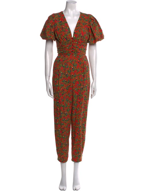 Farm Rio Linen Floral Print Jumpsuit