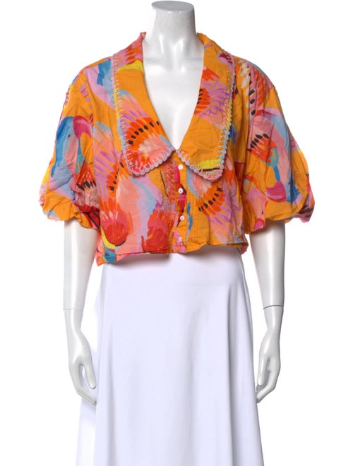 Farm Rio Printed Short Sleeve Crop Top