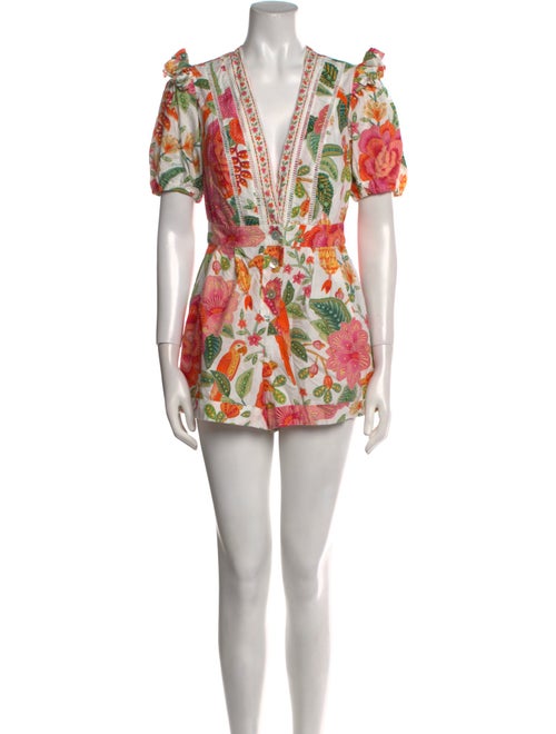 Farm Rio Floral Print V-Neck Romper